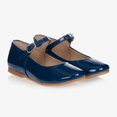 Shop Manuela De Juan Girls Blue Patent Leather Shoes