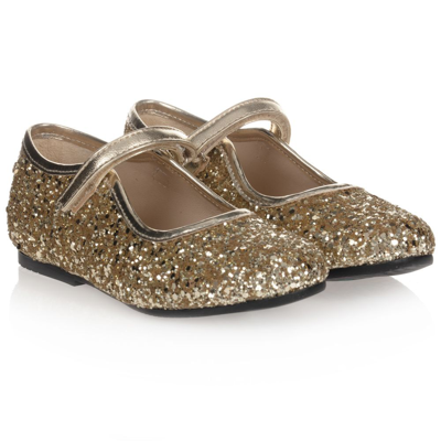 Manuela De Juan Kids' Girls Gold Glitter Shoes | ModeSens