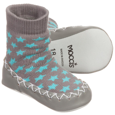 Shop Moccis Grey & Blue Slipper Shoes