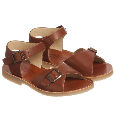 Shop Young Soles Brown Leather Buckle Sandals