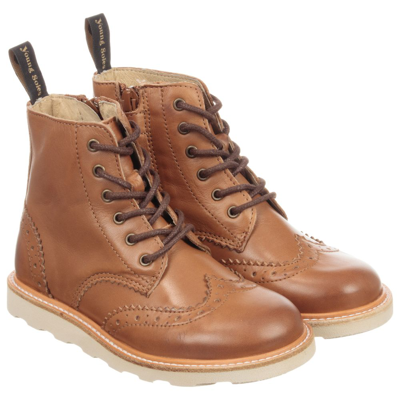 Shop Young Soles Tan Brown Leather Brogue Boots