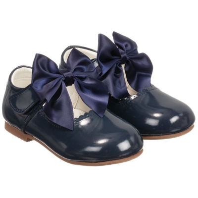 Shop Caramelo Girls Blue Patent Bow Shoes