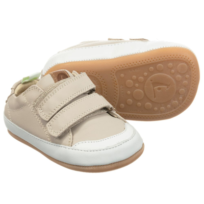 Shop Tip Toey Joey Beige Leather Baby Trainers