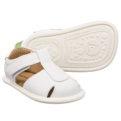 Shop Tip Toey Joey White Leather Baby Sandals