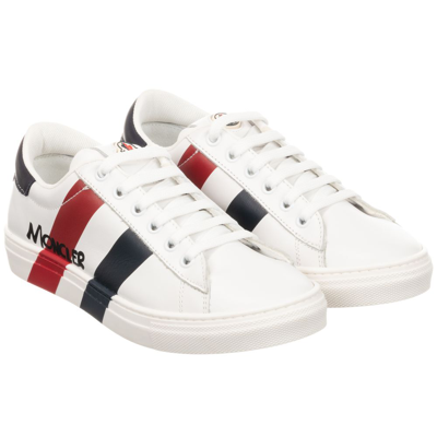 Shop Moncler Teen White Logo Trainers