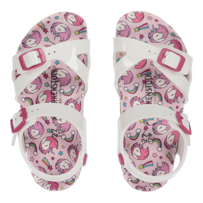 Shop Birkenstock Girls White & Pink Sandals