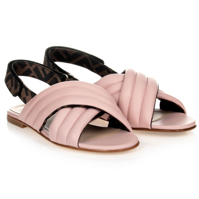 Shop Fendi Girls Teen Pink Ff Logo Sandals