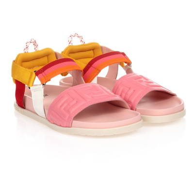 Shop Fendi Girls Teen Pink Ff Logo Sandals