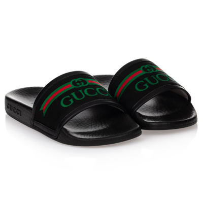 Shop Gucci Black Logo Sliders