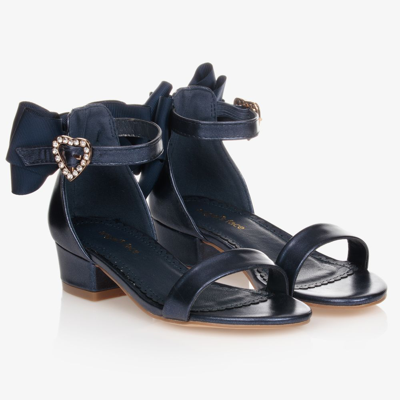 Shop Angel's Face Girls Navy Blue Bow Heel Sandals