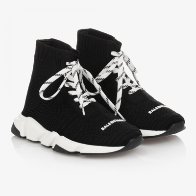 Shop Balenciaga Black Lace-up Speed Trainers