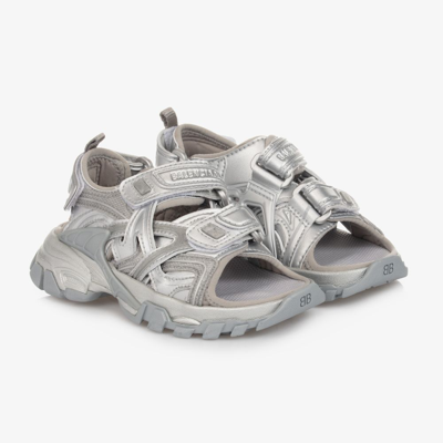 Shop Balenciaga Silver Track Sandals