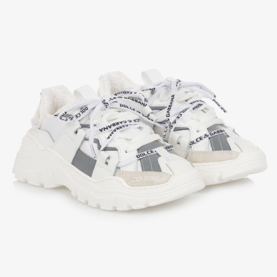 Shop Dolce & Gabbana White & Grey Space Trainers