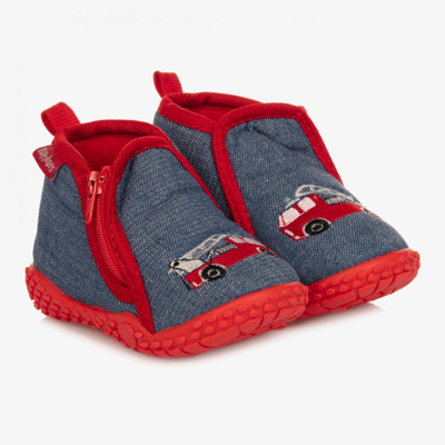 Shop Playshoes Boys Blue Fire Engine Slippers
