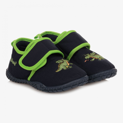 Shop Playshoes Blue & Green Dragon Slippers