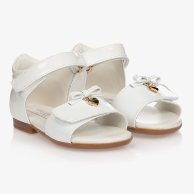 Shop Dolce & Gabbana White Patent Leather Sandals