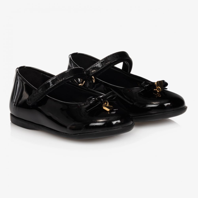 Shop Dolce & Gabbana Girls Black Patent Leather Shoes