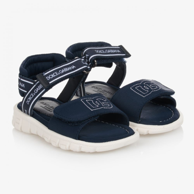 Shop Dolce & Gabbana Blue Dg Logo Baby Sandals