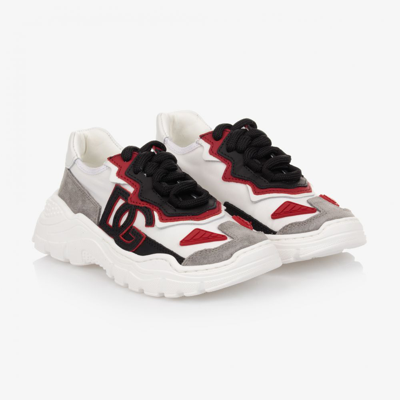 Shop Dolce & Gabbana Boys White, Red & Black Trainers