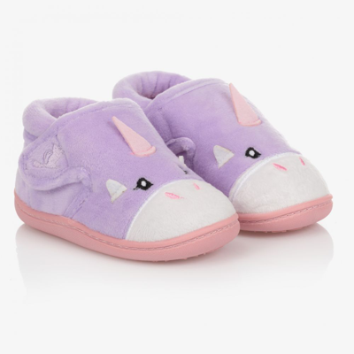 Shop Chipmunks Girls Purple Unicorn Velcro Slippers