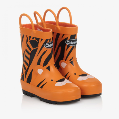 Chipmunks Kids' Orange Tiger Rain Boots | ModeSens