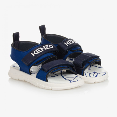 Shop Kenzo Boys Blue Velcro Sandals