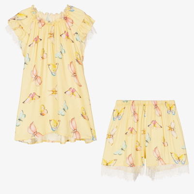 Shop Amiki Children Girls Teen Yellow Butterfly Pyjamas