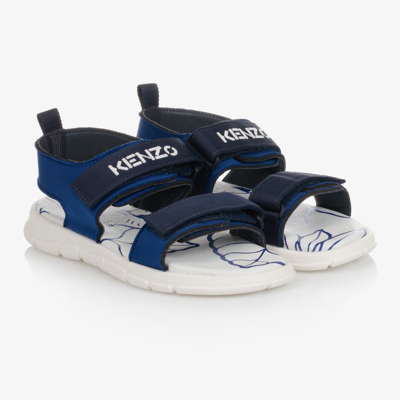 Shop Kenzo Kids Boys Teen Blue Velcro Sandal