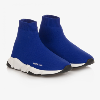 Shop Balenciaga Blue Speed Trainers