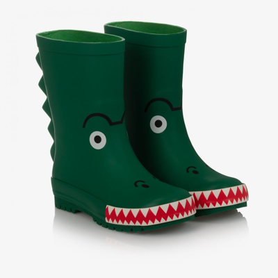 Shop Stella Mccartney Kids Boys Teen Green Croc Rain Boots