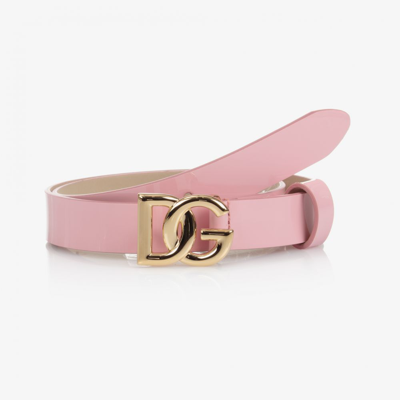 Shop Dolce & Gabbana Girls Pink Patent Leather Belt
