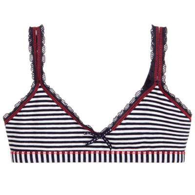 Shop Claesen's Girls Blue Cotton Jersey Striped Bra