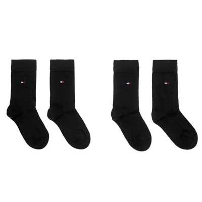 Shop Tommy Hilfiger Black Cotton Socks (2 Pack)