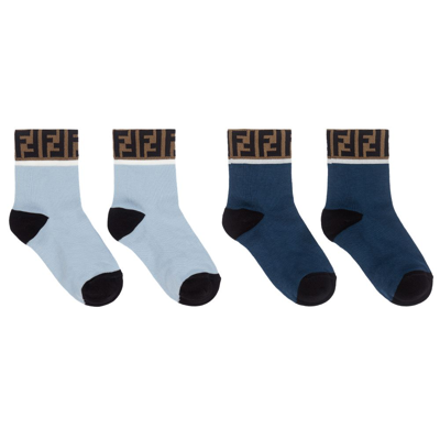Shop Fendi Blue Socks (2 Pack)