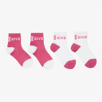 Shop Givenchy Girls White & Pink Socks (2 Pack)