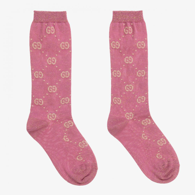Shop Gucci Pink Glitter Gg Socks