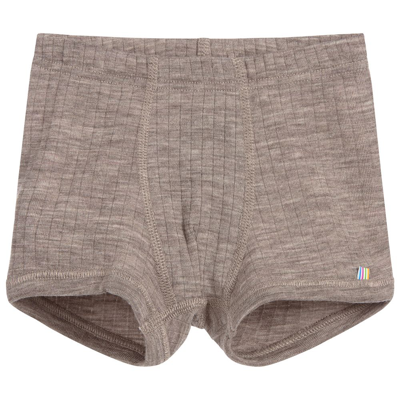 Shop Joha Boys Beige Merino Wool Boxer Shorts