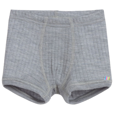 Shop Joha Boys Grey Merino Wool Boxer Shorts
