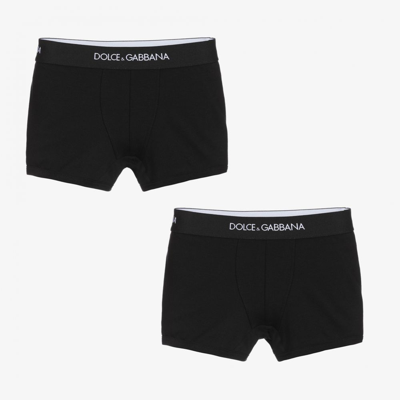 Shop Dolce & Gabbana Boys Teen Logo Boxers (2 Pack) In Black