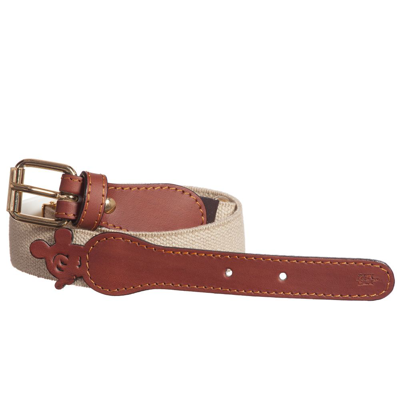 Shop Zaccone Beige Cotton & Leather Mouse Belt
