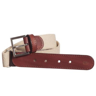 Shop Zaccone Beige Cotton & Leather Belt