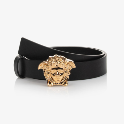 Shop Versace Black Leather Logo Belt