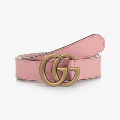 Shop Gucci Girls Pink Leather Gg Belt