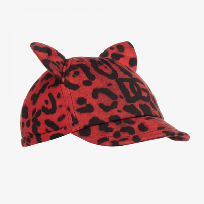 Shop Dolce & Gabbana Baby Boys Leopard Cap In Red