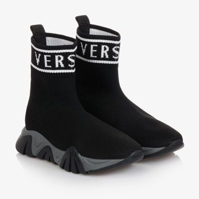 Shop Versace Black Sock Trainers