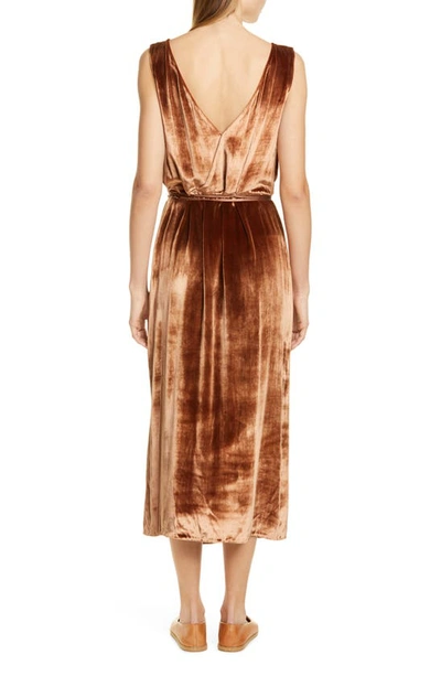 Shop Vince Pann Velvet Wrap Midi Dress In Rose Gold