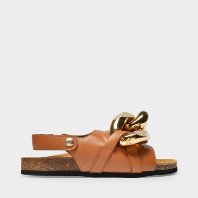 Shop Jw Anderson Chain-link Sandals In Brown
