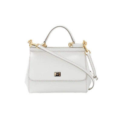Shop Dolce & Gabbana Dauphine Print Mini Sicily Bag In Bianco