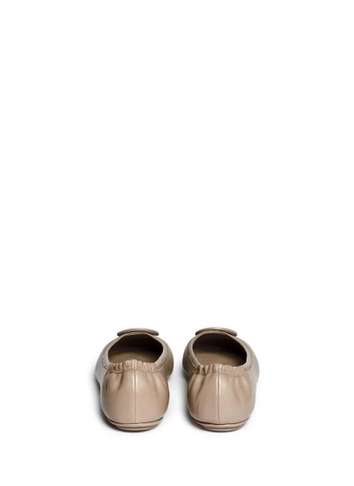 Shop Tory Burch 'minnie Travel' Leather Ballet Flats