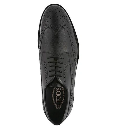 Shop Tod's Wingcap Leather Derby Shoes In Black